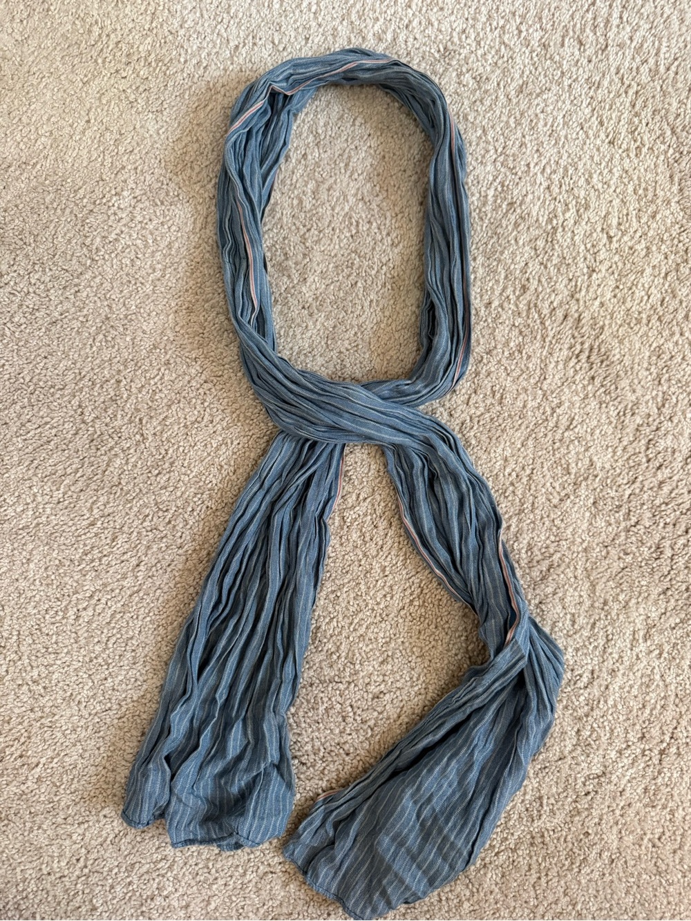J. Crew Blue Pinstripe Crinkle Scarf